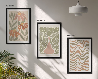 Bilder-3er-set mit rahmen Abstrakte Pastellblumen