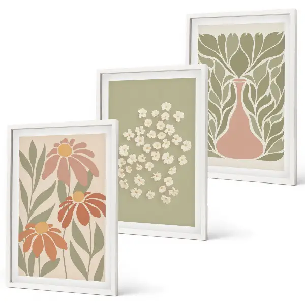 Gerahmtes Bilderset mit floralen Boho-Mustern