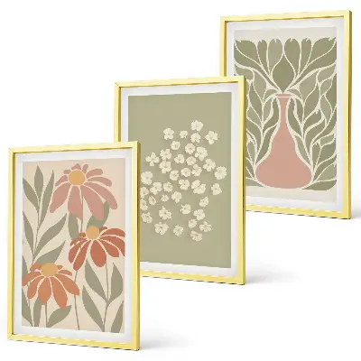 Gerahmtes Bilderset mit floralen Boho-Mustern