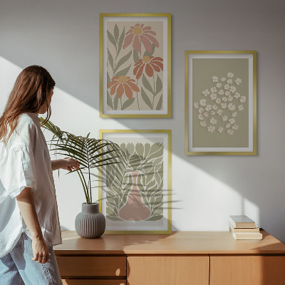Gerahmtes bilderset Florale Boho-Muster