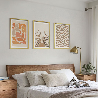 Bilder-3er-set mit rahmen Sonnen-Boho-Pastelltönen