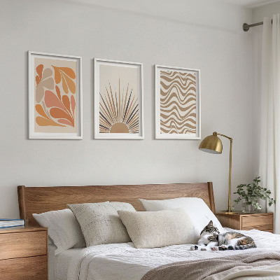 Bilder-3er-set mit rahmen Sonnen-Boho-Pastelltönen