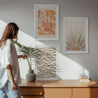 Bilder-3er-set mit rahmen Sonnen-Boho-Pastelltönen