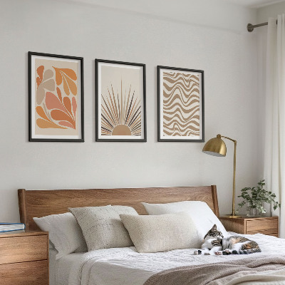 Bilder-3er-set mit rahmen Sonnen-Boho-Pastelltönen