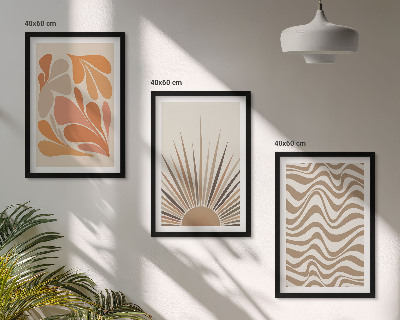 Bilder-3er-set mit rahmen Sonnen-Boho-Pastelltönen