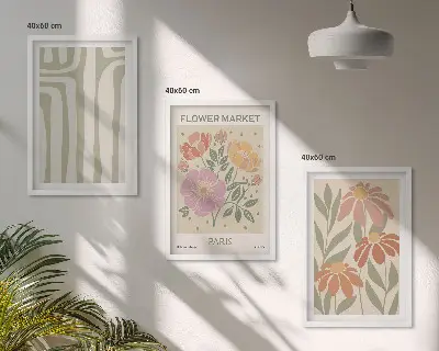 Gerahmtes Bilderset botanische Motive im Pariser Minimalismus-Stil