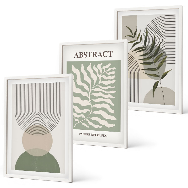 Bilder-3er-set mit rahmen Botanische Boho-Abstraktionen