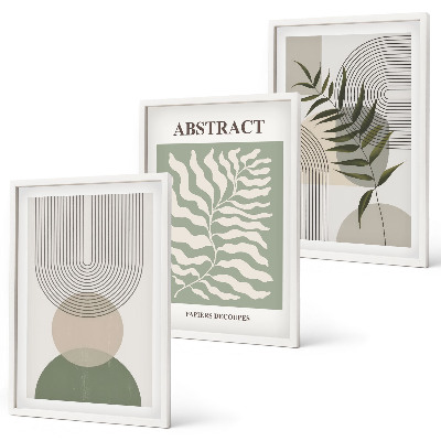 Bilder-3er-set mit rahmen Botanische Boho-Abstraktionen