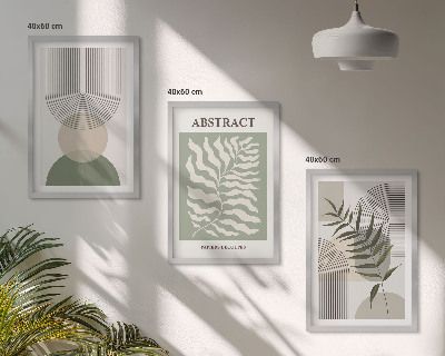 Bilder-3er-set mit rahmen Botanische Boho-Abstraktionen