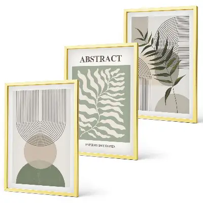 Botanische Boho-Abstraktionen 3er-Set Bilder mit Rahmen