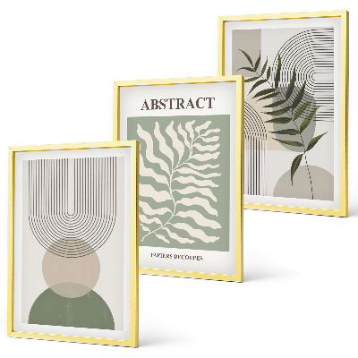 Bilder-3er-set mit rahmen Botanische Boho-Abstraktionen