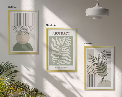 Bilder-3er-set mit rahmen Botanische Boho-Abstraktionen