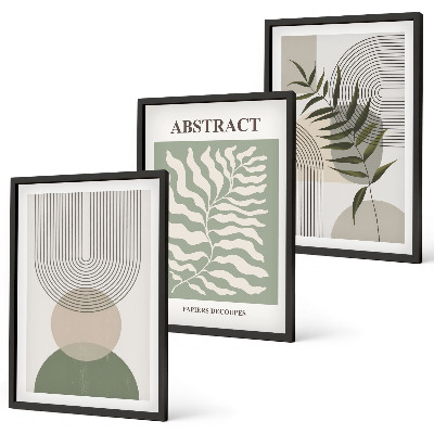 Bilder-3er-set mit rahmen Botanische Boho-Abstraktionen