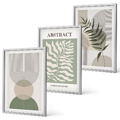 Bilder-3er-set mit rahmen Botanische Boho-Abstraktionen
