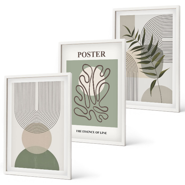 Gerahmtes bilderset Geometrische botanische Muster