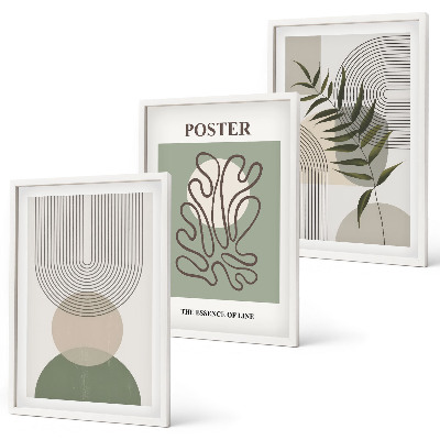 Gerahmtes bilderset Geometrische botanische Muster