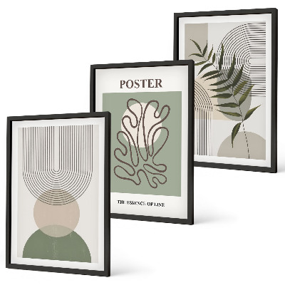 Gerahmtes bilderset Geometrische botanische Muster