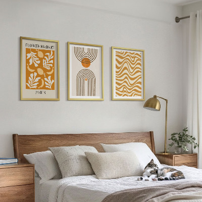 Gerahmtes bilderset Poster mit geometrischen Pflanzenmustern