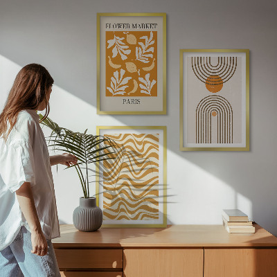 Gerahmtes bilderset Poster mit geometrischen Pflanzenmustern