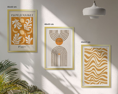 Gerahmtes bilderset Poster mit geometrischen Pflanzenmustern