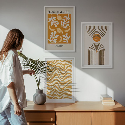 Gerahmtes bilderset Poster mit geometrischen Pflanzenmustern