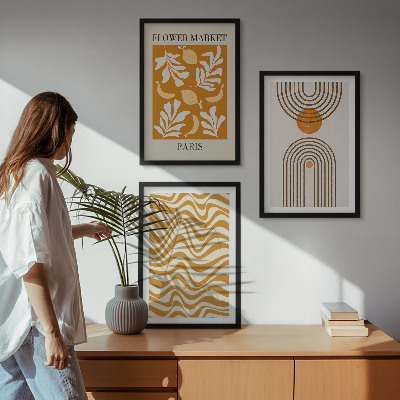 Gerahmtes bilderset Poster mit geometrischen Pflanzenmustern