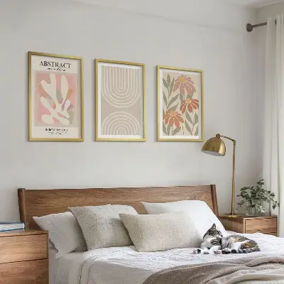 Abstrakte Pflanzenformen 3er-Set mit Rahmen