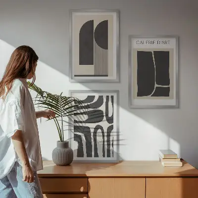 Abstrakte minimalistische Poster als gerahmtes Bilderset
