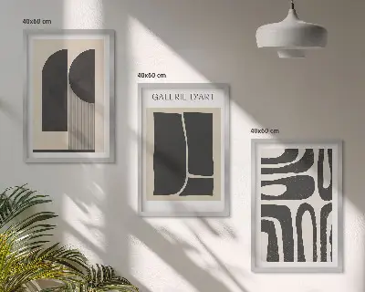 Abstrakte minimalistische Poster als gerahmtes Bilderset