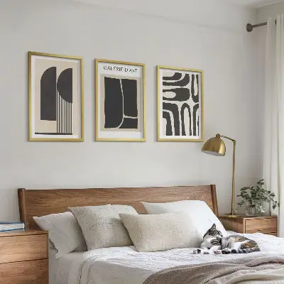 Abstrakte minimalistische Poster als gerahmtes Bilderset