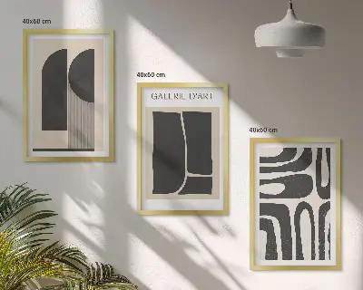 Abstrakte minimalistische Poster als gerahmtes Bilderset