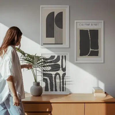 Abstrakte minimalistische Poster als gerahmtes Bilderset