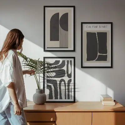 Abstrakte minimalistische Poster als gerahmtes Bilderset