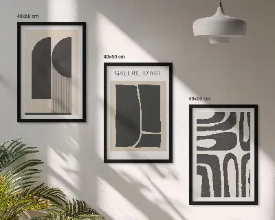 Abstrakte minimalistische Poster als gerahmtes Bilderset