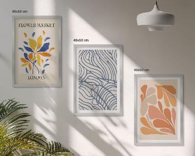 Bilder-3er-set mit rahmen Moderne abstrakte Blumen