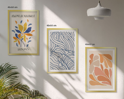 Bilder-3er-set mit rahmen Moderne abstrakte Blumen