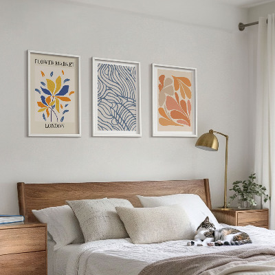 Bilder-3er-set mit rahmen Moderne abstrakte Blumen