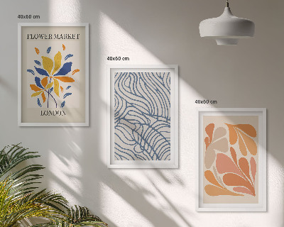 Bilder-3er-set mit rahmen Moderne abstrakte Blumen