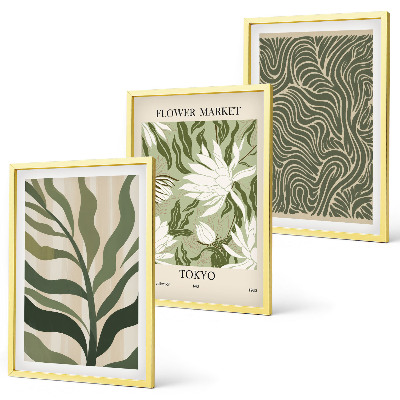 Bilder-3er-set mit rahmen Pflanzenmuster, Boho-Dekorationen