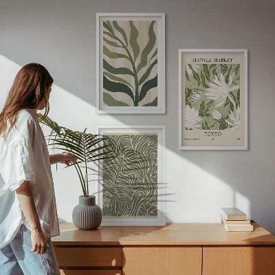 Bilder-3er-set mit rahmen Pflanzenmuster, Boho-Dekorationen