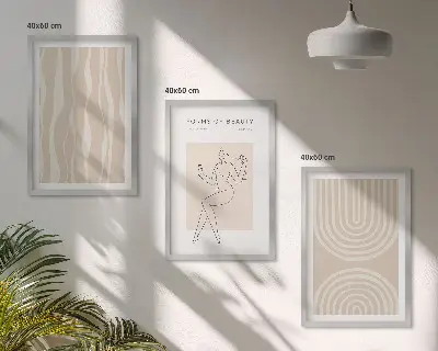 Gerahmtes Bilderset mit abstrakten Boho-Dekorationen