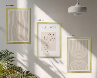 Gerahmtes Bilderset mit abstrakten Boho-Dekorationen
