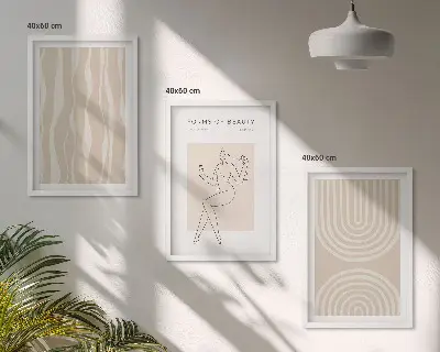 Gerahmtes Bilderset mit abstrakten Boho-Dekorationen