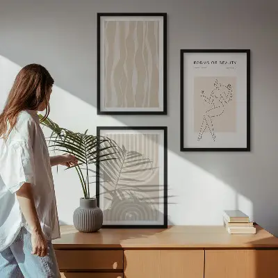 Gerahmtes Bilderset mit abstrakten Boho-Dekorationen