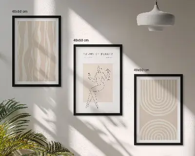 Gerahmtes Bilderset mit abstrakten Boho-Dekorationen