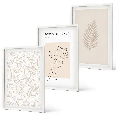 Gerahmtes Bilderset mit minimalistischen botanischen Motiven
