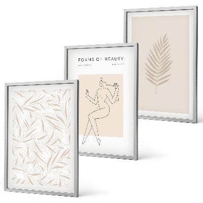 Gerahmtes bilderset Minimalistische botanische Motive