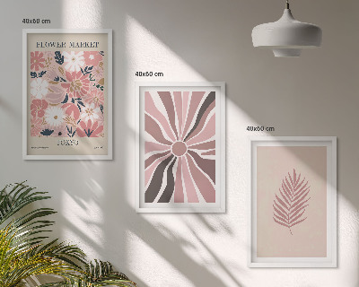 Bilder-3er-set mit rahmen Florale Blattmuster und Geometrie