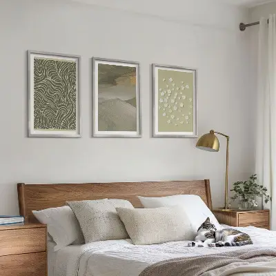 Abstrakte florale Wellenmuster gerahmtes Bilderset