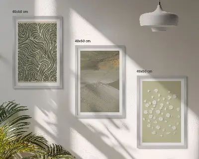 Abstrakte florale Wellenmuster gerahmtes Bilderset